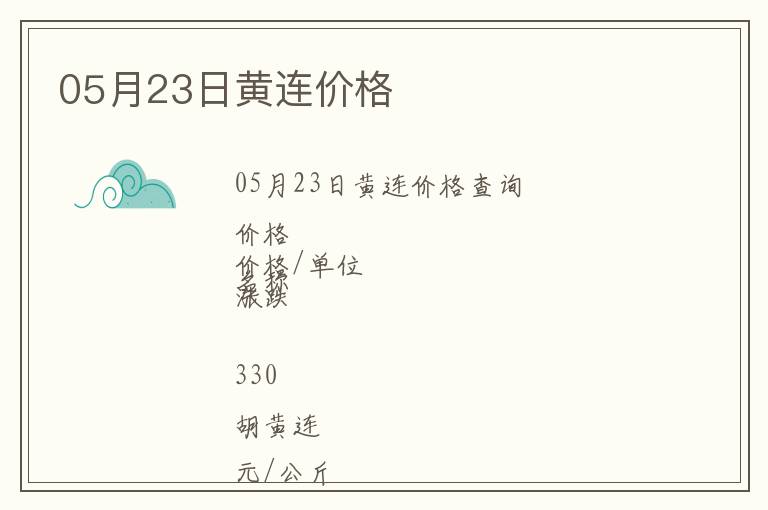 05月23日黃連價(jià)格