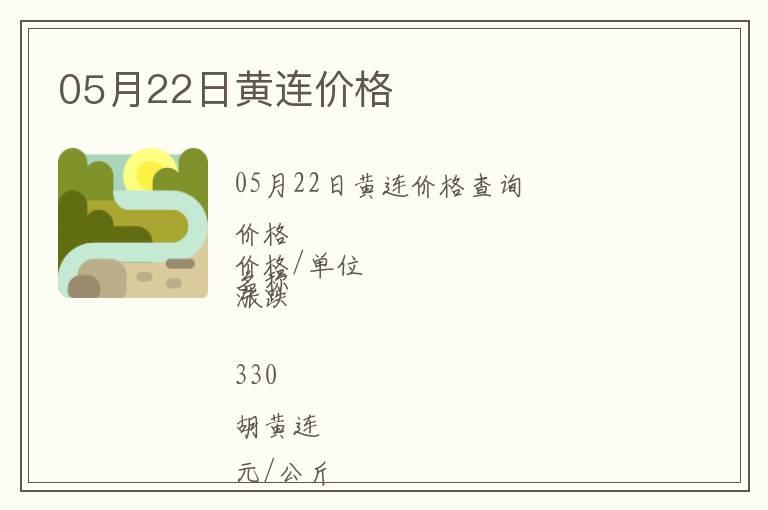 05月22日黃連價格