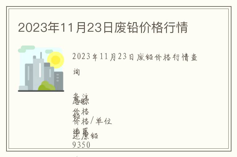 2023年11月23日廢鉛價格行情