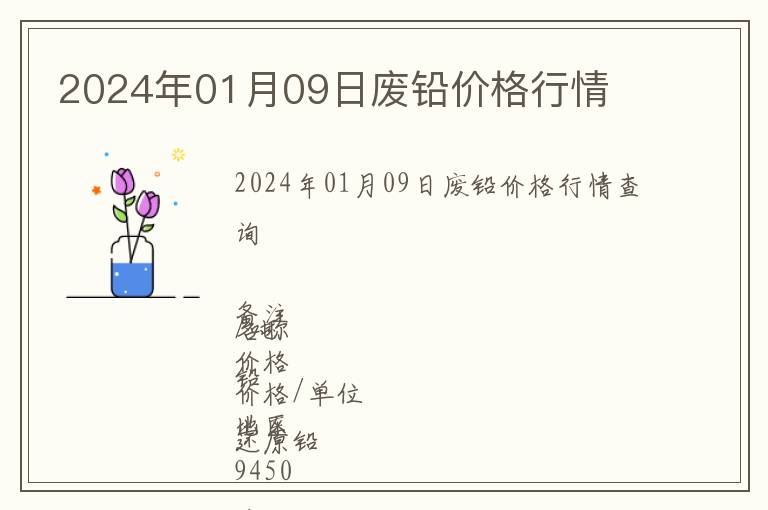 2024年01月09日廢鉛價(jià)格行情