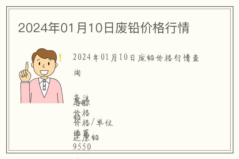 2024年01月10日廢鉛價(jià)格行情