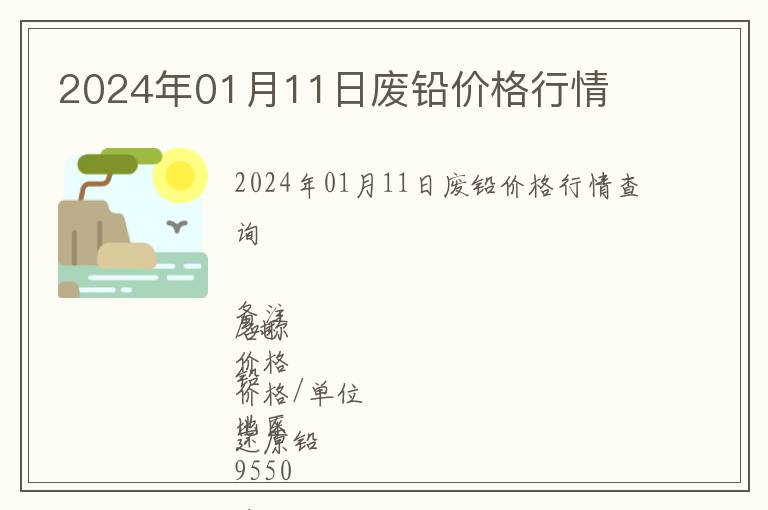 2024年01月11日廢鉛價格行情