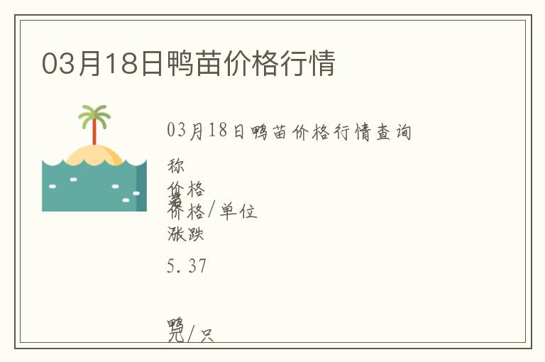 03月18日鴨苗價格行情