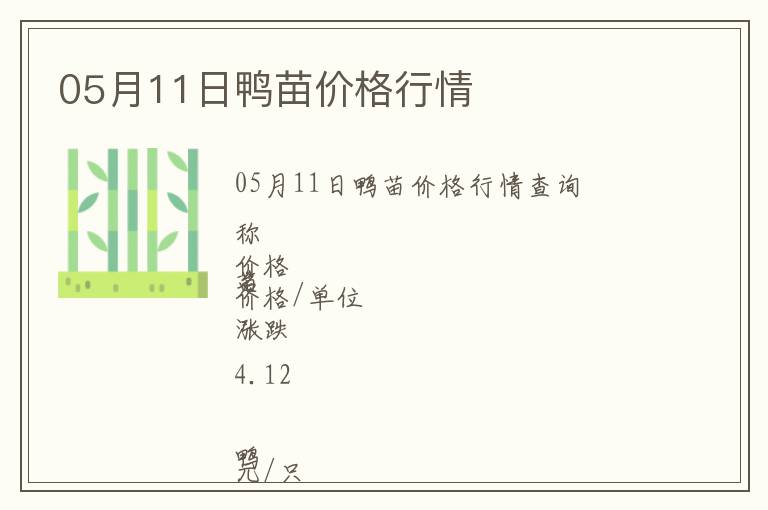 05月11日鴨苗價格行情