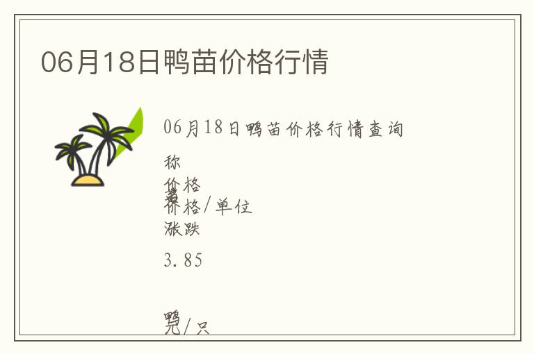 06月18日鴨苗價格行情