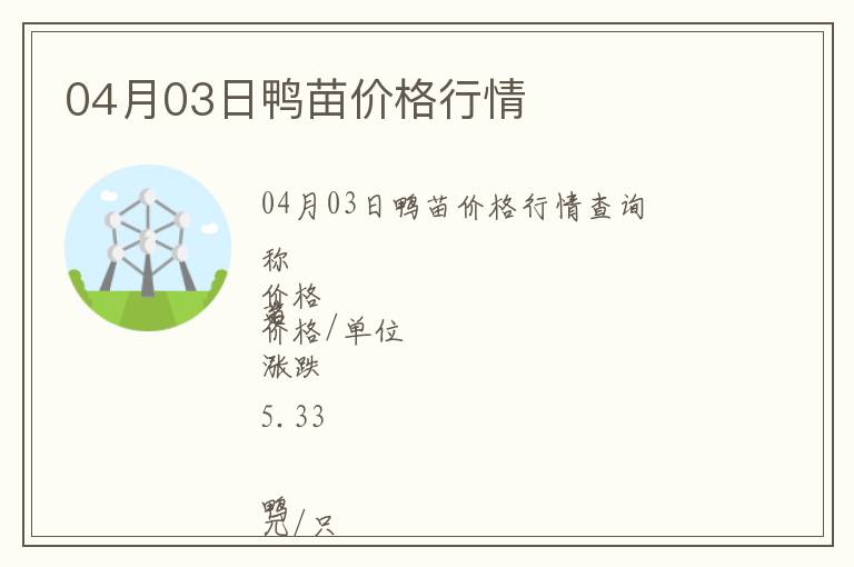 04月03日鴨苗價格行情
