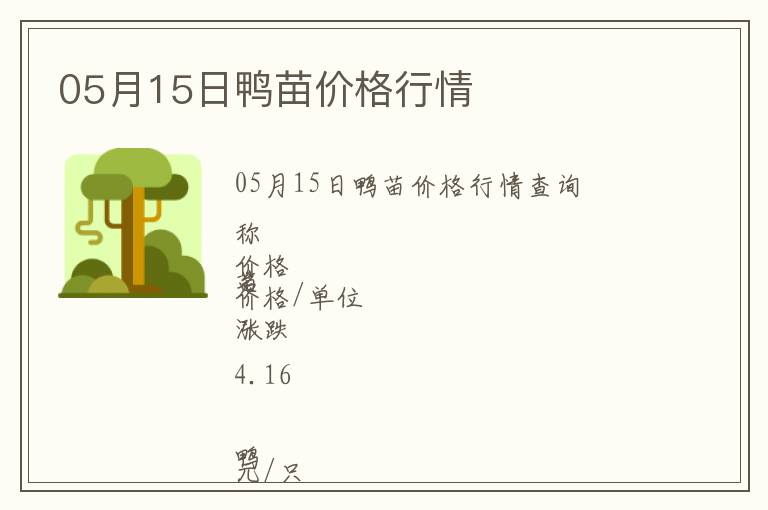 05月15日鴨苗價格行情