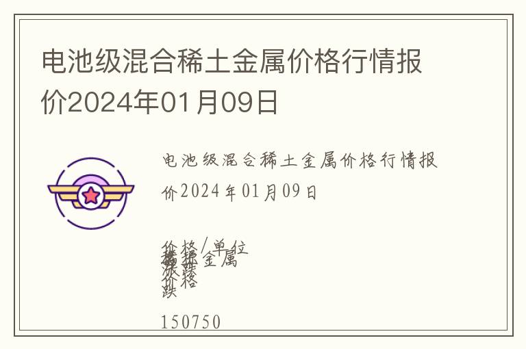 電池級混合稀土金屬價格行情報價2024年01月09日