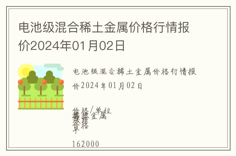 電池級混合稀土金屬價格行情報價2024年01月02日