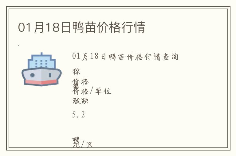 01月18日鴨苗價格行情