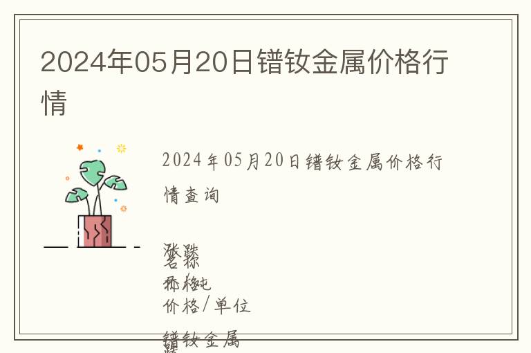 2024年05月20日鐠釹金屬價格行情