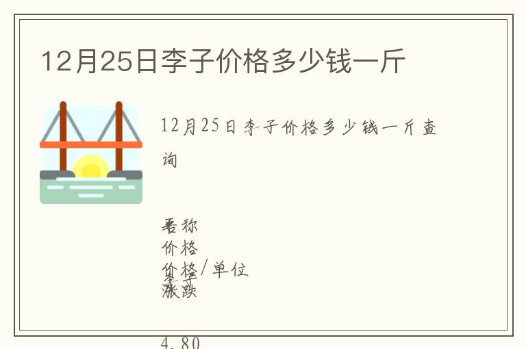 12月25日李子價(jià)格多少錢一斤