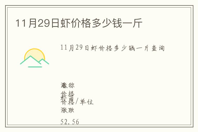 11月29日蝦價格多少錢一斤