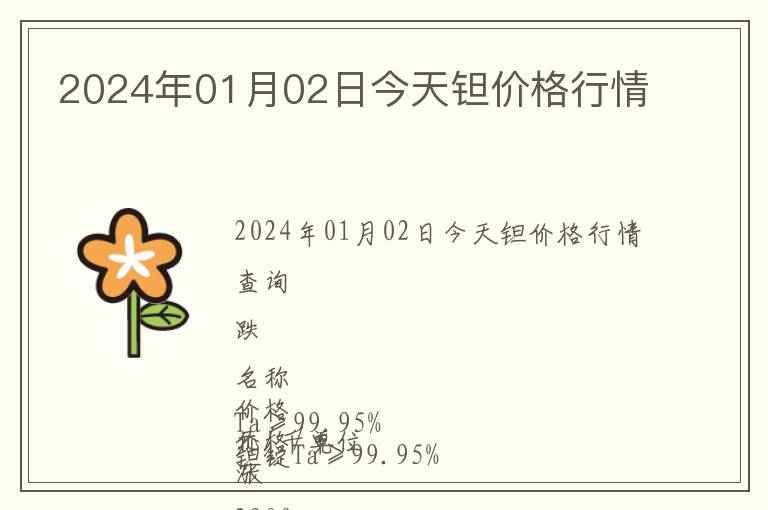 2024年01月02日今天鉭價格行情