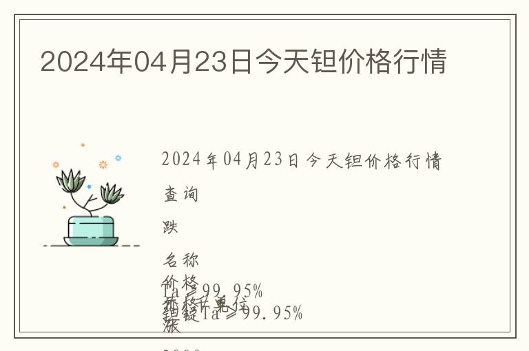 2024年04月23日今天鉭價格行情