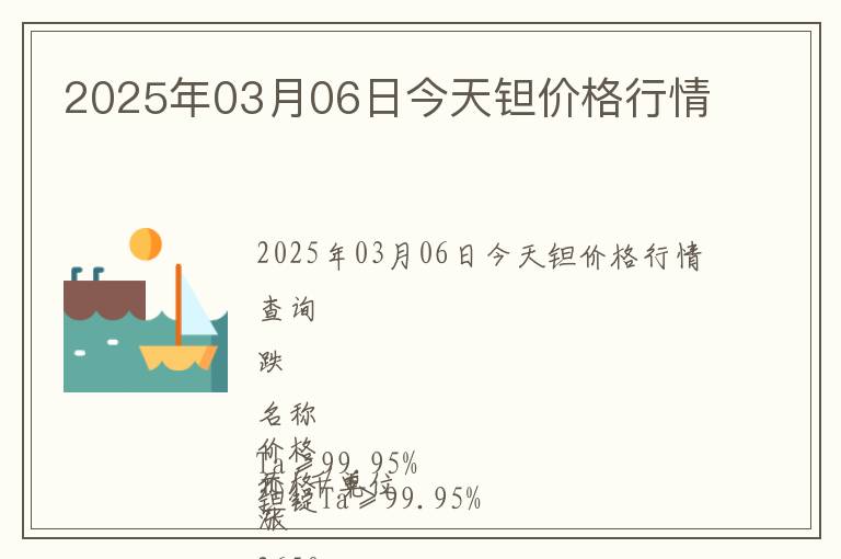 2025年03月06日今天鉭價格行情