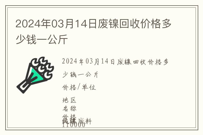 2024年03月14日廢鎳回收價(jià)格多少錢(qián)一公斤