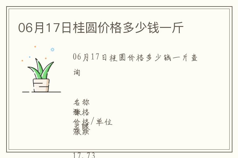 06月17日桂圓價格多少錢一斤