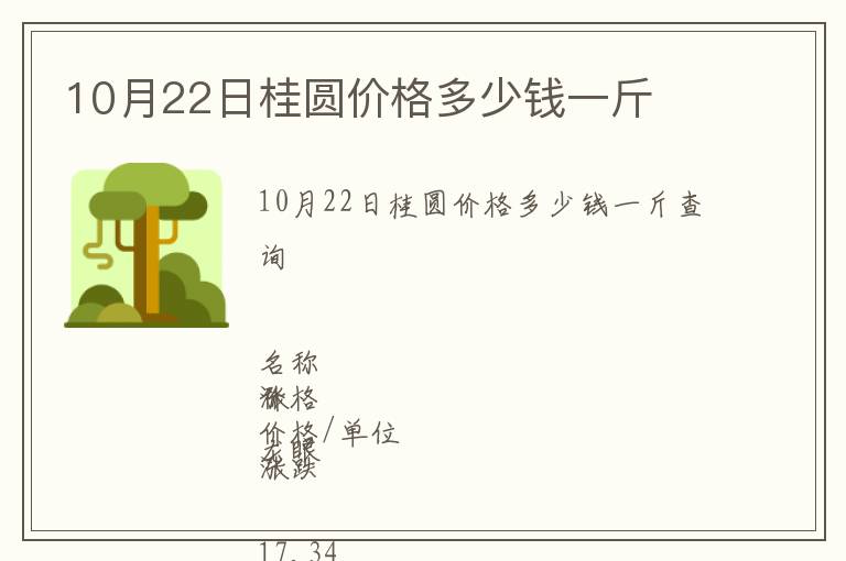 10月22日桂圓價格多少錢一斤