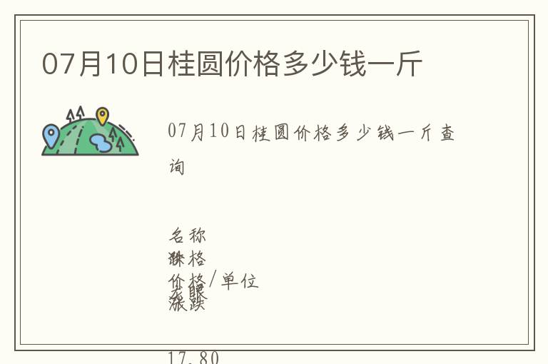07月10日桂圓價格多少錢一斤