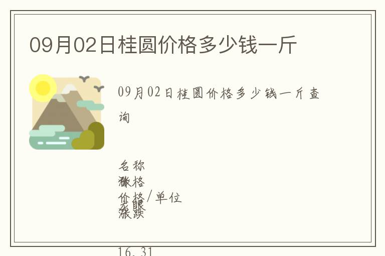 09月02日桂圓價(jià)格多少錢(qián)一斤
