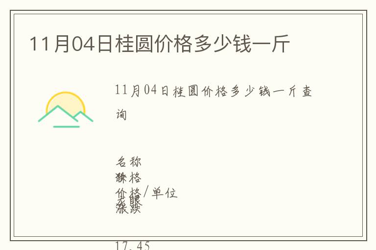 11月04日桂圓價格多少錢一斤