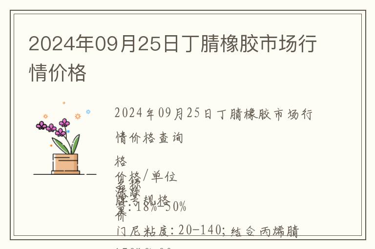 2024年09月25日丁腈橡膠市場(chǎng)行情價(jià)格