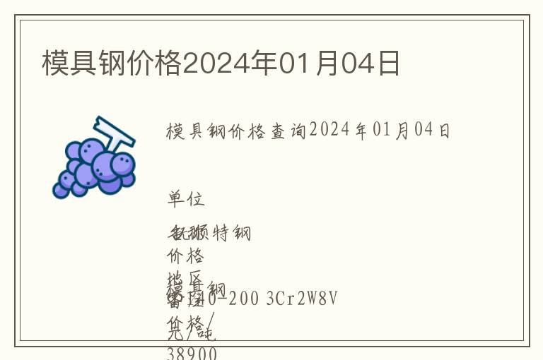 模具鋼價格2024年01月04日