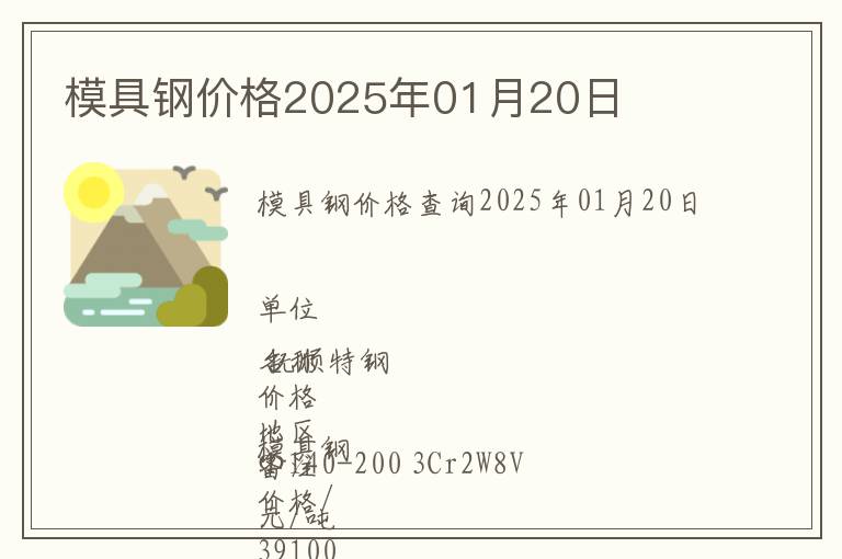 模具鋼價格2025年01月20日