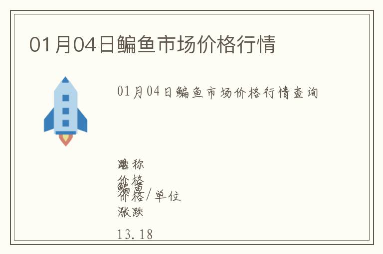01月04日鳊魚市場價格行情