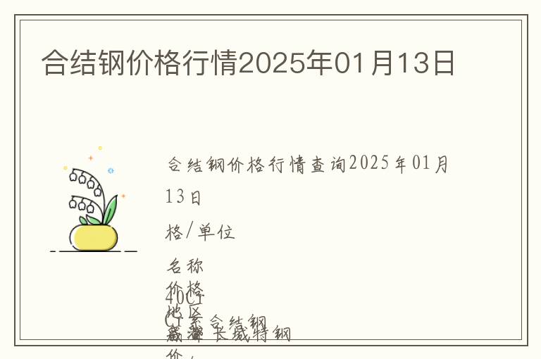 合結鋼價格行情2025年01月13日