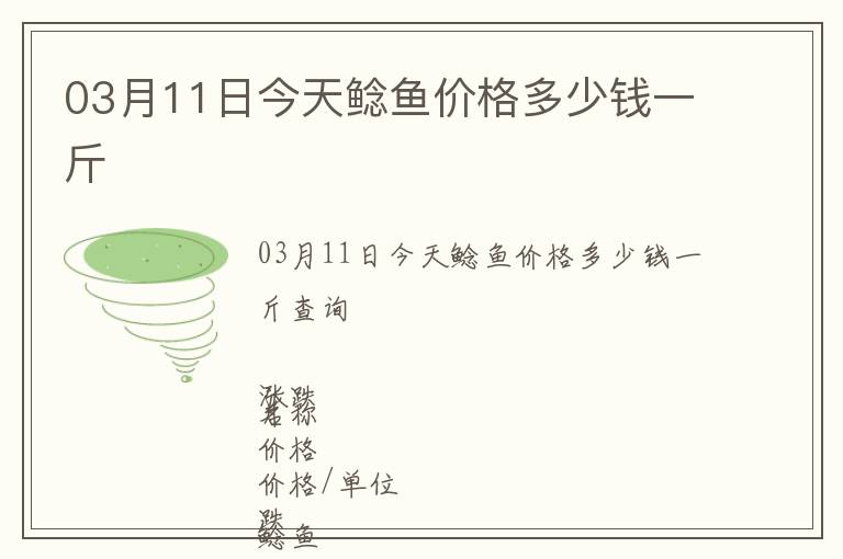 03月11日今天鯰魚價格多少錢一斤