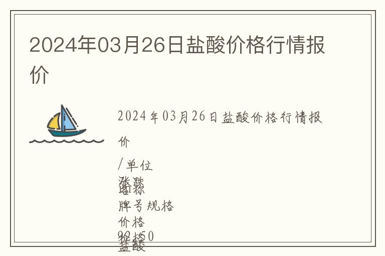 2024年03月26日鹽酸價格行情報價
