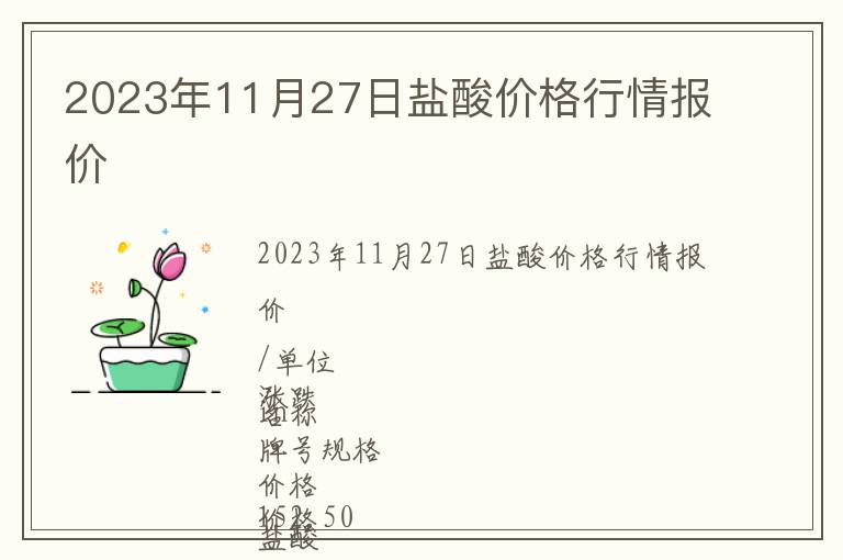 2023年11月27日鹽酸價格行情報價