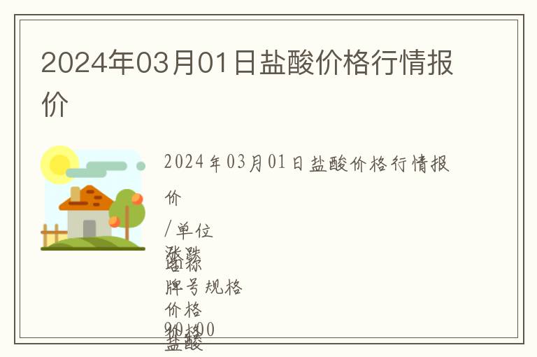2024年03月01日鹽酸價格行情報價