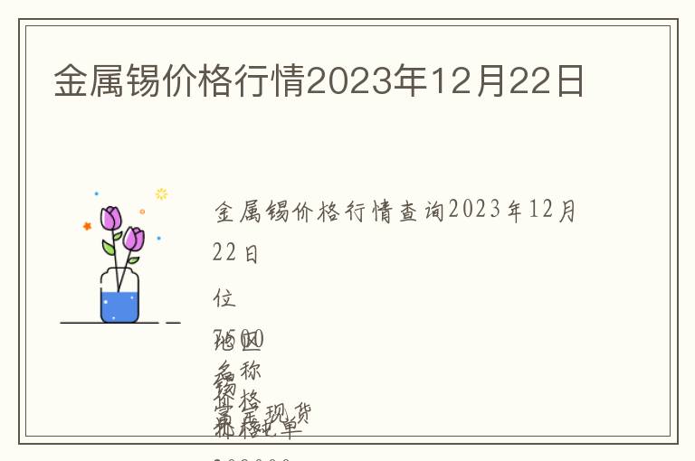 金屬錫價格行情2023年12月22日