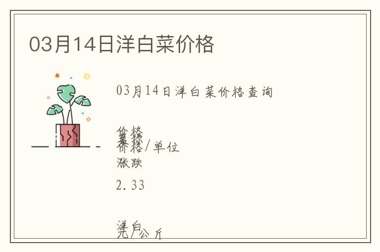 03月14日洋白菜價格