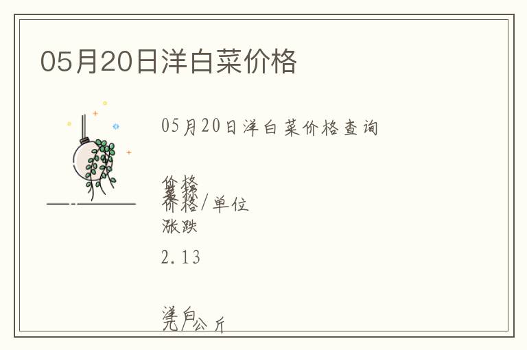 05月20日洋白菜價(jià)格