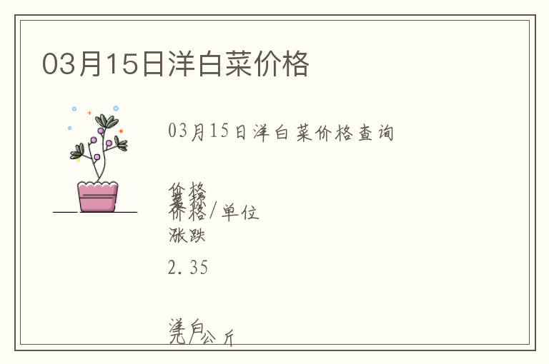 03月15日洋白菜價格
