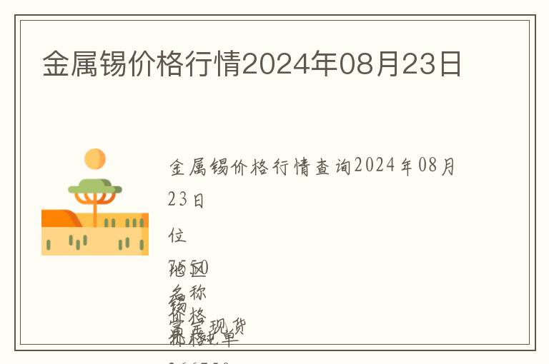 金屬錫價格行情2024年08月23日