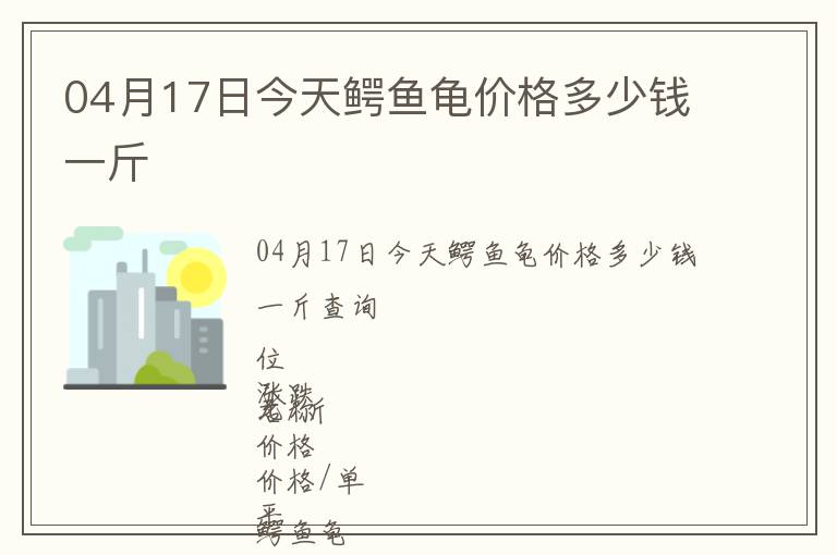 04月17日今天鱷魚龜價(jià)格多少錢一斤