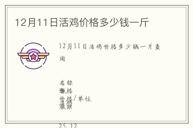 12月11日活雞價(jià)格多少錢一斤