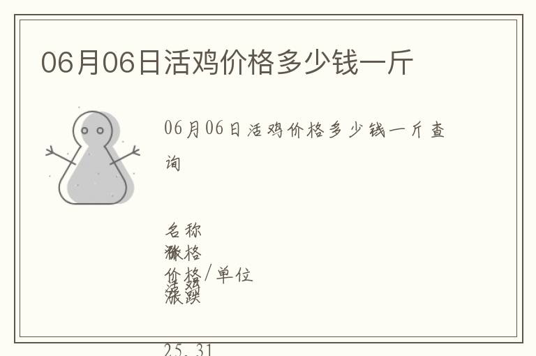 06月06日活雞價格多少錢一斤