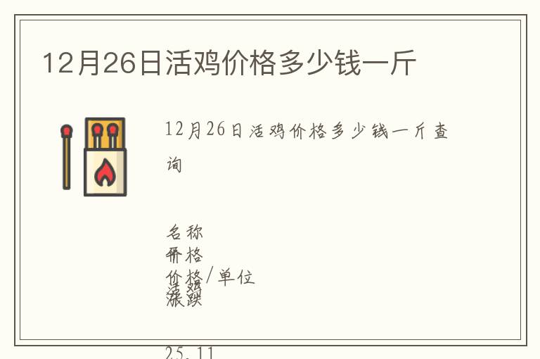 12月26日活雞價格多少錢一斤