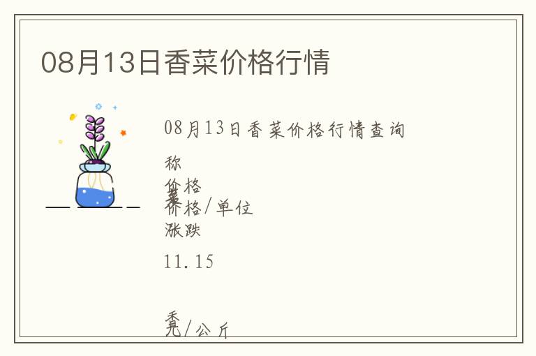 08月13日香菜價格行情
