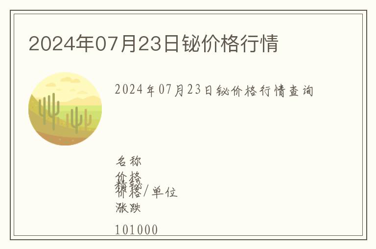 2024年07月23日鉍價格行情