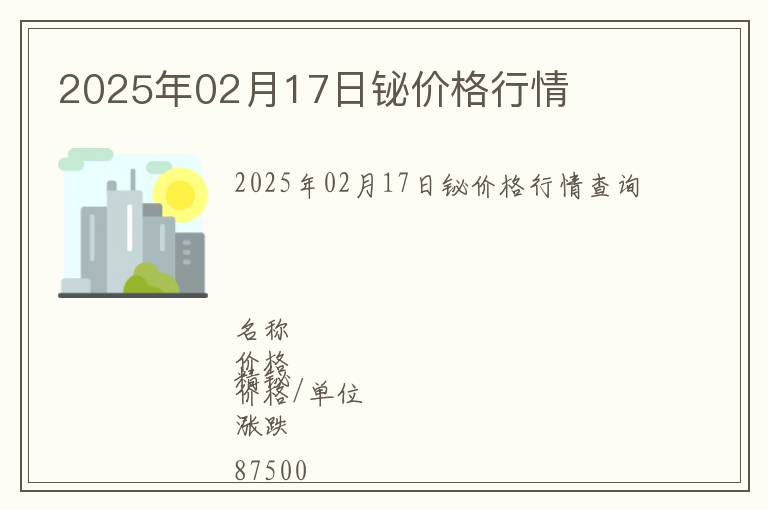 2025年02月17日鉍價格行情