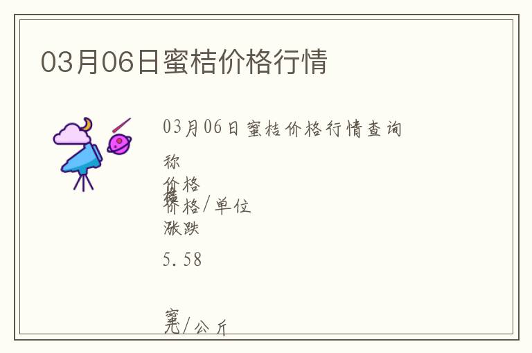 03月06日蜜桔價格行情