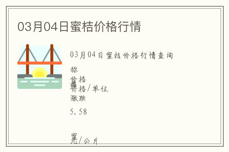 03月04日蜜桔價格行情
