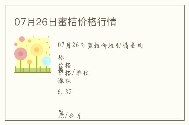 07月26日蜜桔價格行情